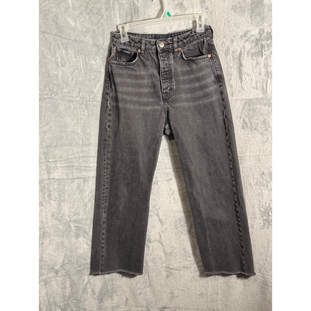 The Kooples Jeans black Wash Button‎ Fly Cropped Raw Hem Denim Size 29
